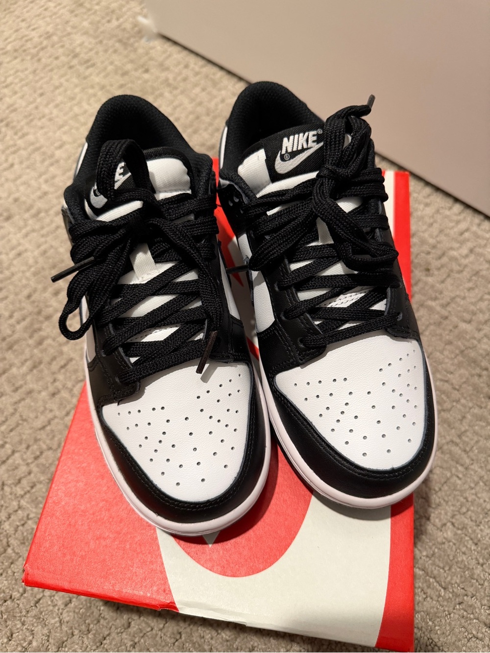NWT Nike women’s Black/White “Panda” dunks - sz 5